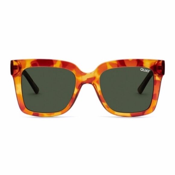 Quay Australia NWT Icy Sunglasses Orange Tortoise/Green Lens - Picture 1 of 10